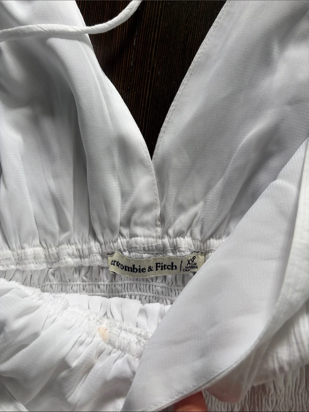 Abercrombie & Fitch White V-Neck Smocked Waist Maxi Dress - Picture 2 of 3